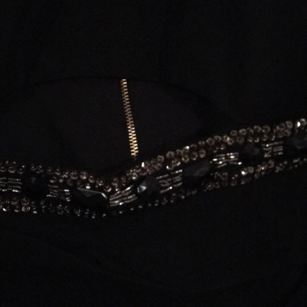 Black Jeweled Short Bandage Dress w/ Front Cutout - Picture 7 of 8